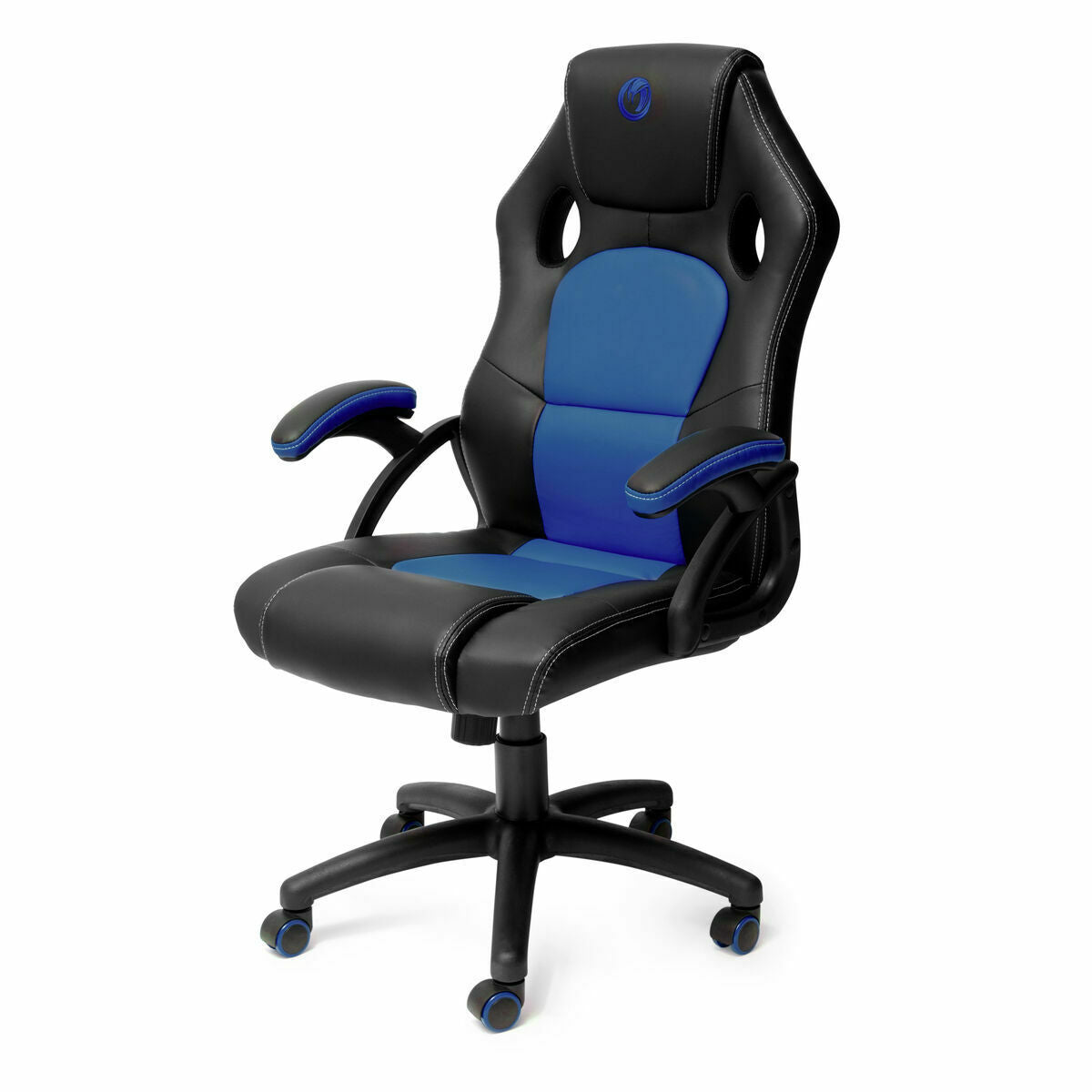 Silla gaming con reposabrazos, azul, negro y turquesa