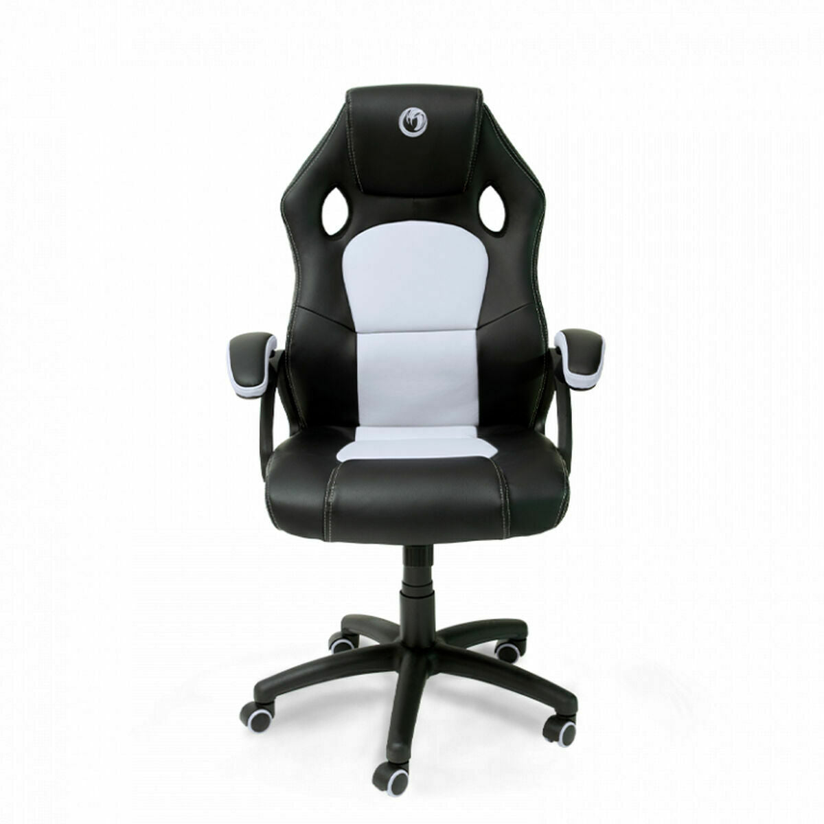 Silla gaming blanca y negra con reposabrazos, hasta 110 kg