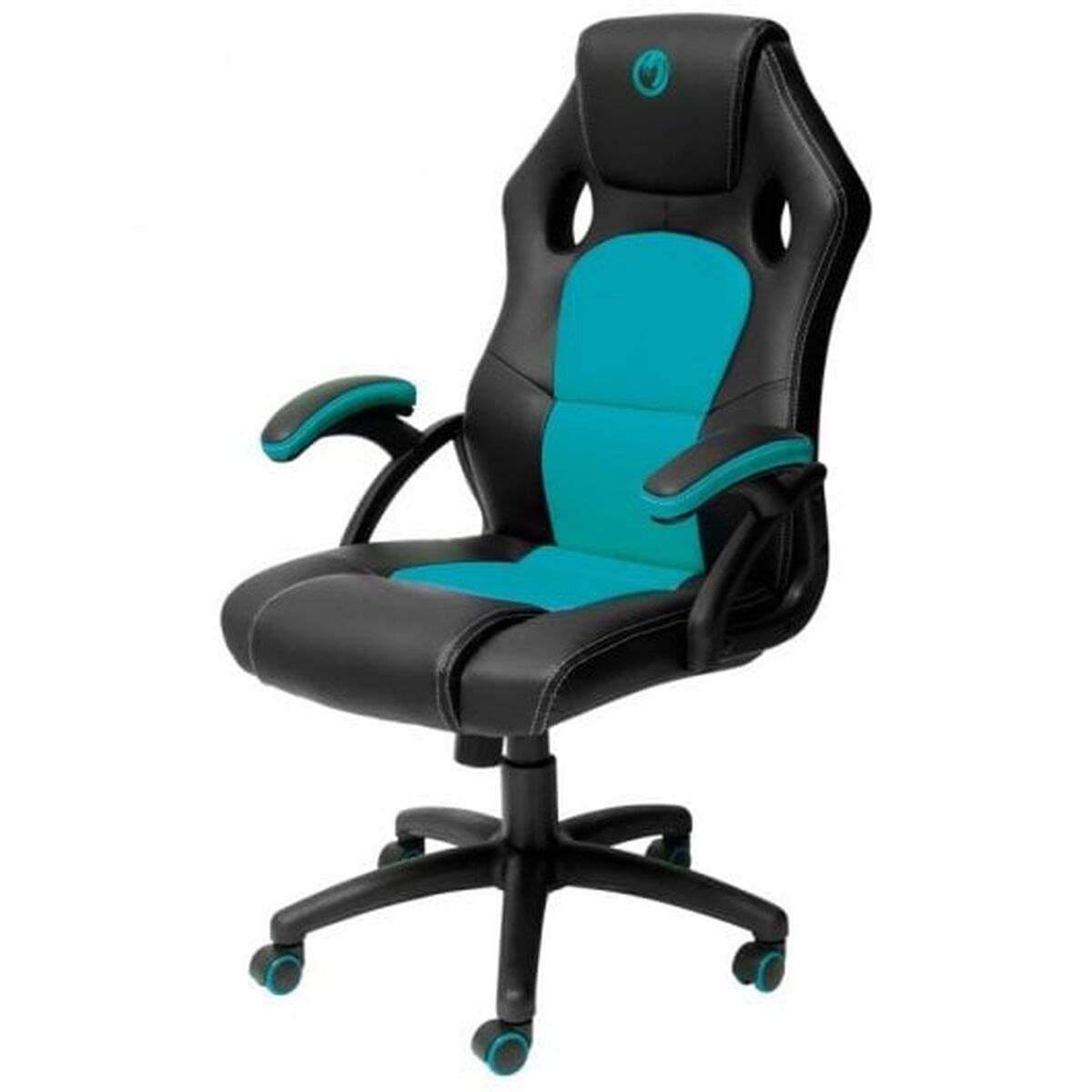 Silla gaming con base de 5 ruedas, azul y negro — imagen 10