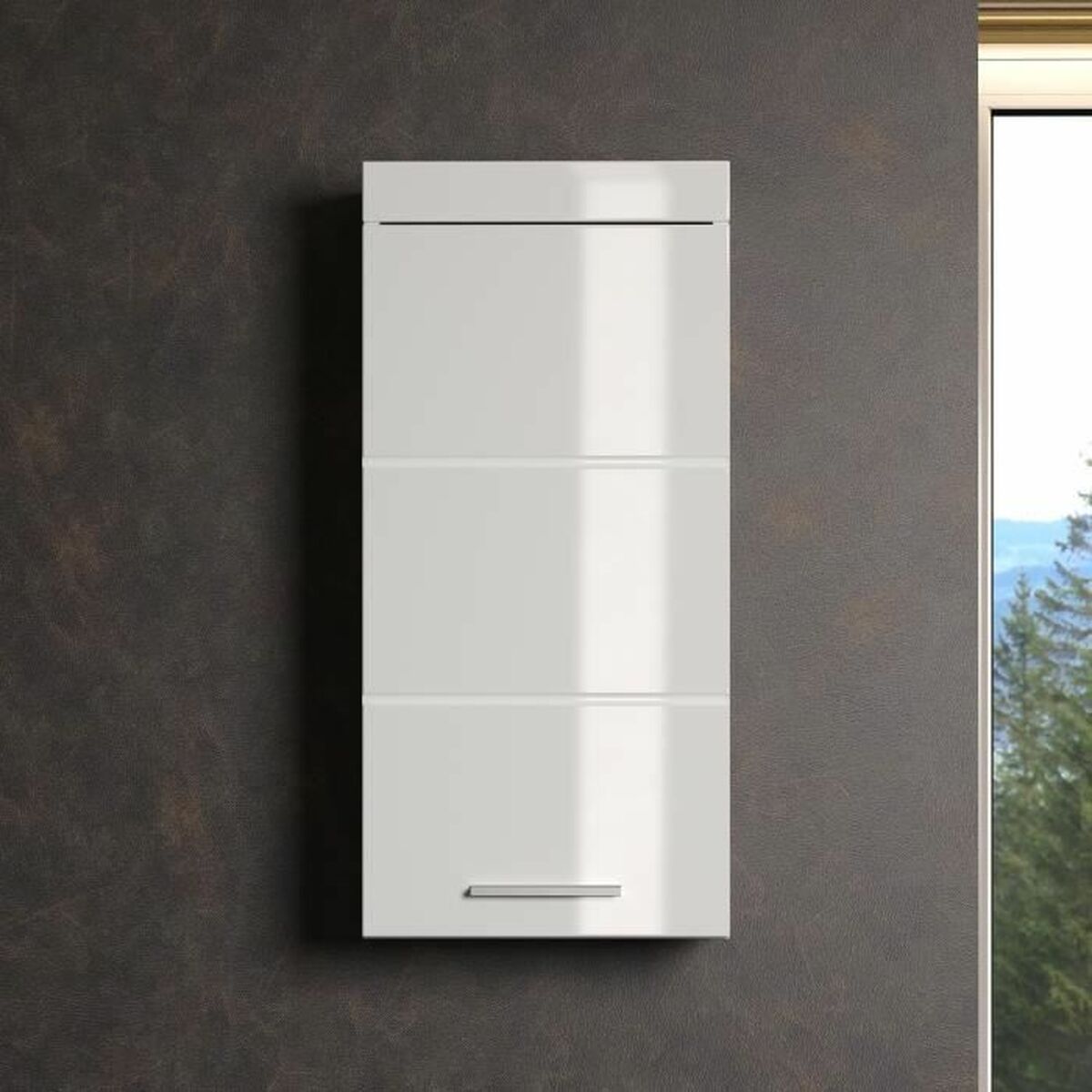Estantería de baño blanca de aglomerado, 37 x 77 x 23 cm — imagen 2