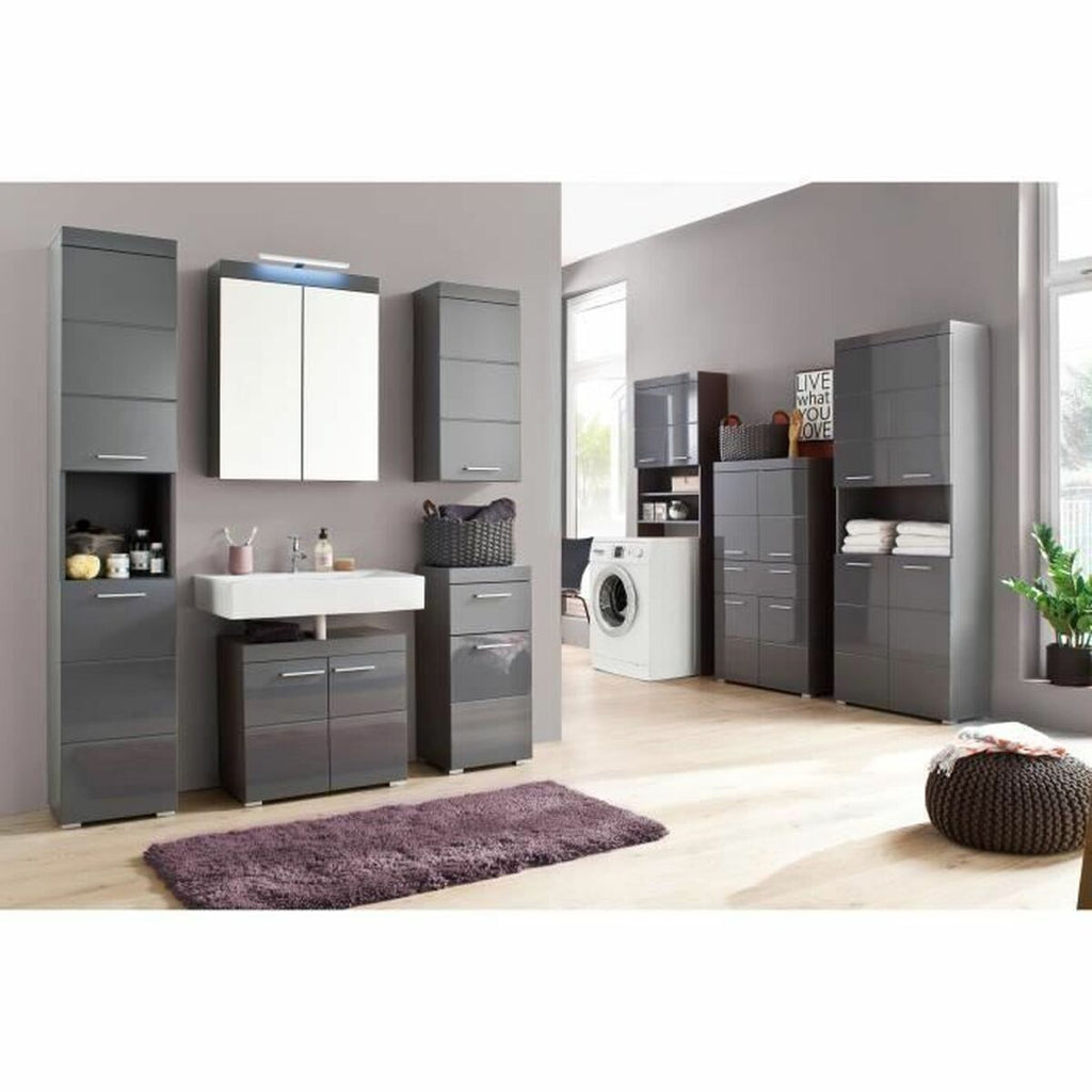 Estantería de baño gris de aglomerado, 37 x 77 x 23 cm — imagen 2