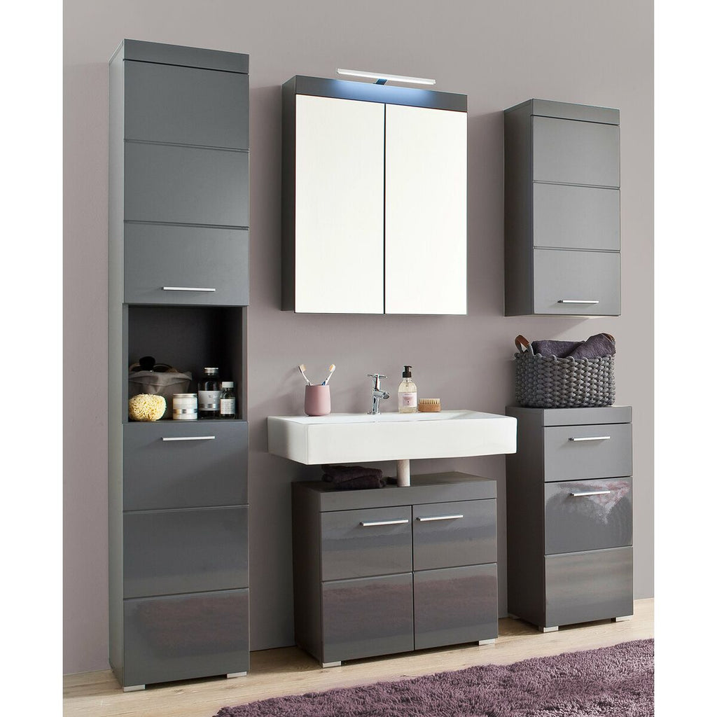 Mueble auxiliar gris con puerta y cajón, 37 x 31 x 79 cm — imagen 4