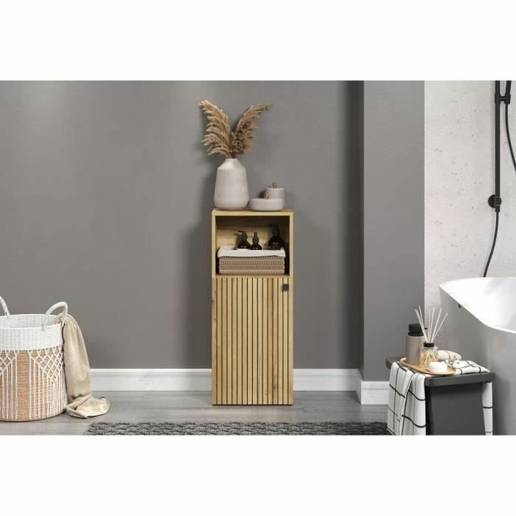 Mueble auxiliar marrón roble, madera y plástico, 40 x 95 x 31 cm — imagen 5