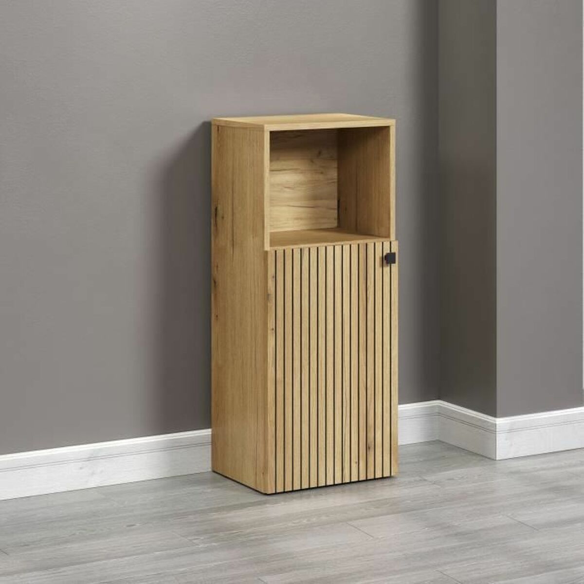 Mueble auxiliar marrón roble, madera y plástico, 40 x 95 x 31 cm — imagen 6
