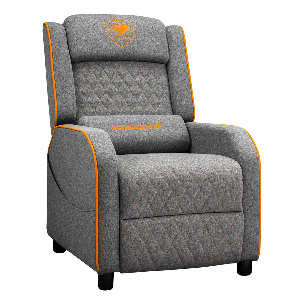 Silla gaming reclinable con cojín lumbar, gris — imagen 2