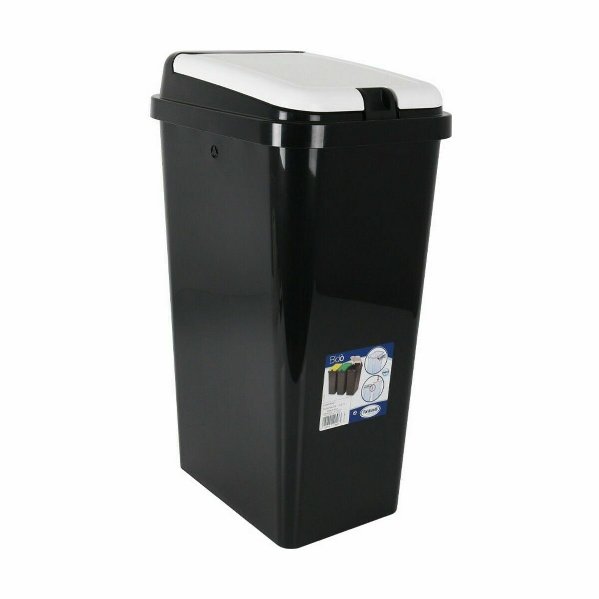 Cubo para basura rectangular, negro (6 unidades)