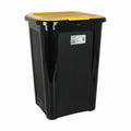 Cubo de basura de plástico de 44 litros, amarillo y negro