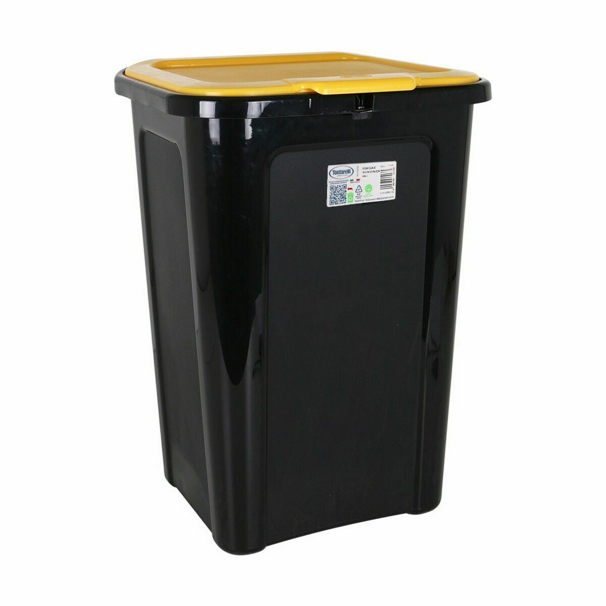 Cubo de basura de plástico de 44 litros, amarillo y negro