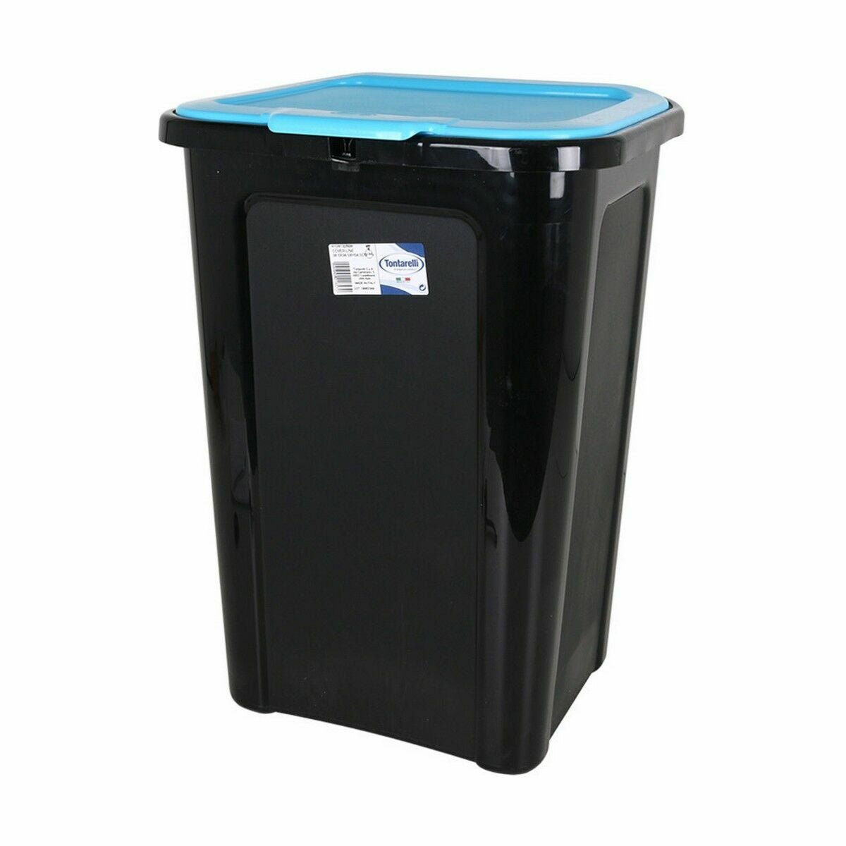 Cubo de basura de plástico azul y negro, 44 litros