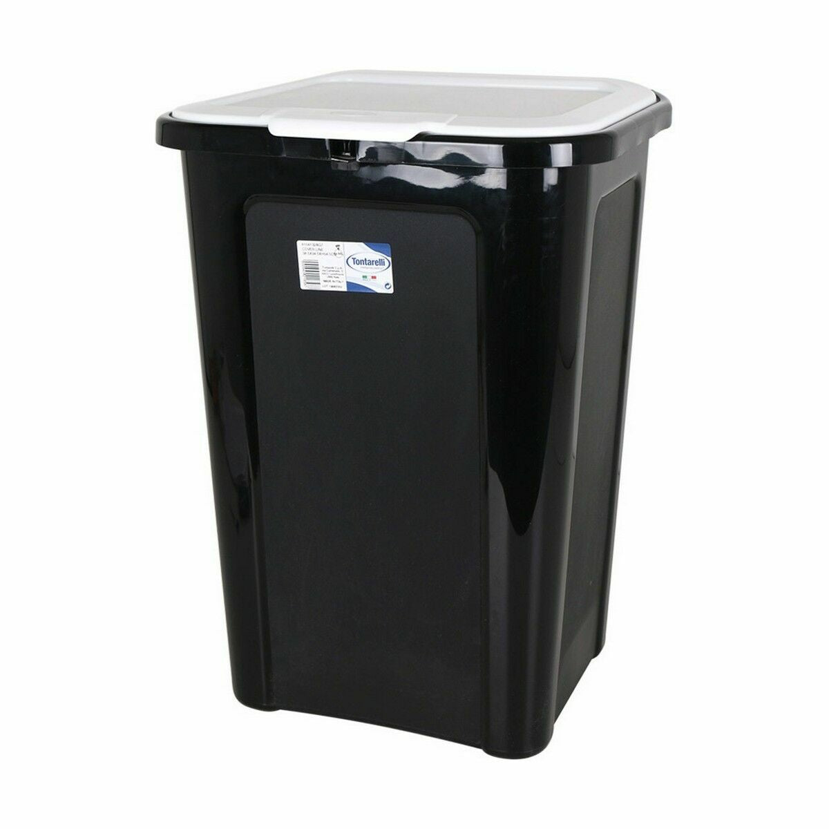 Cubo de basura de plástico blanco y negro, 44 litros