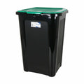 Cubo de basura de plástico verde y negro, 44 litros