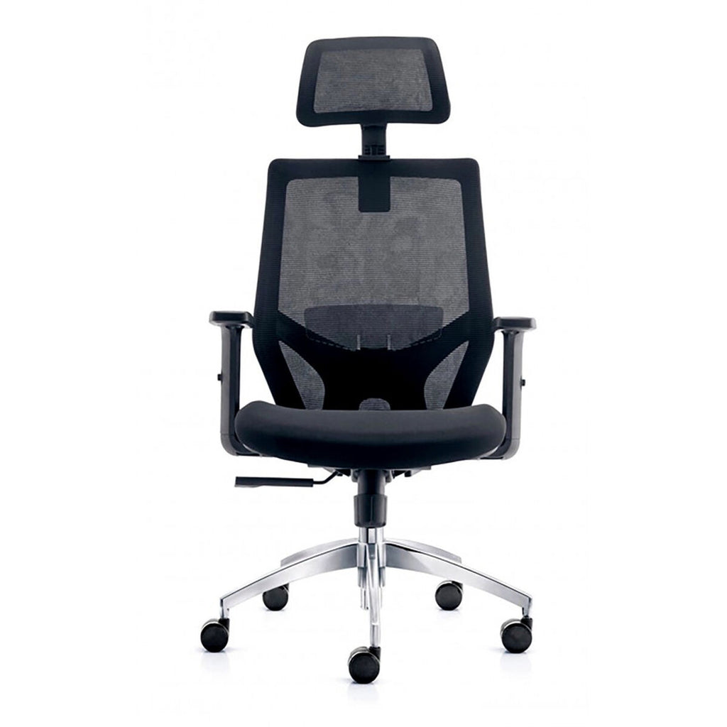 Silla de oficina negra reclinable con ruedas