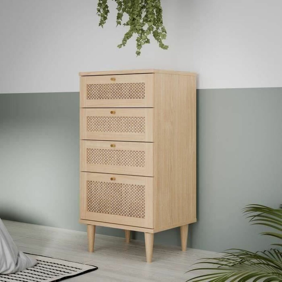 Cómoda de madera beige, 4 cajones, 50,4 x 41,4 x 108,8 cm — imagen 2