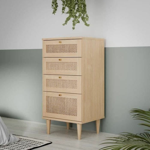 Cómoda de madera beige, 4 cajones, 50,4 x 41,4 x 108,8 cm — imagen 2