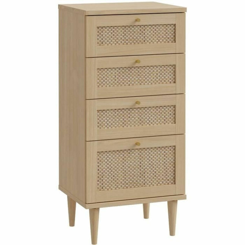 Cómoda de madera beige, 4 cajones, 50,4 x 41,4 x 108,8 cm