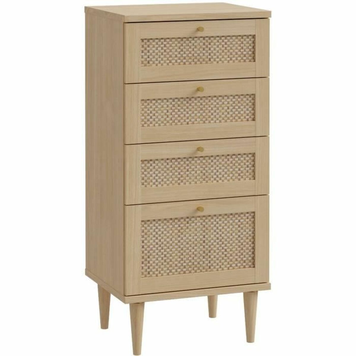 Cómoda de madera beige, 4 cajones, 50,4 x 41,4 x 108,8 cm