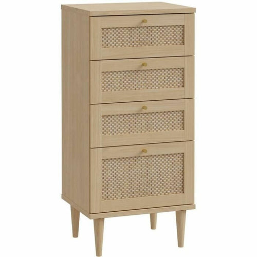 Cómoda de madera beige, 4 cajones, 50,4 x 41,4 x 108,8 cm
