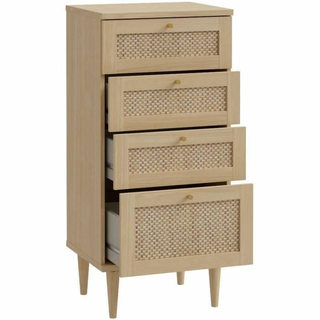 Cómoda de madera beige, 4 cajones, 50,4 x 41,4 x 108,8 cm — imagen 5