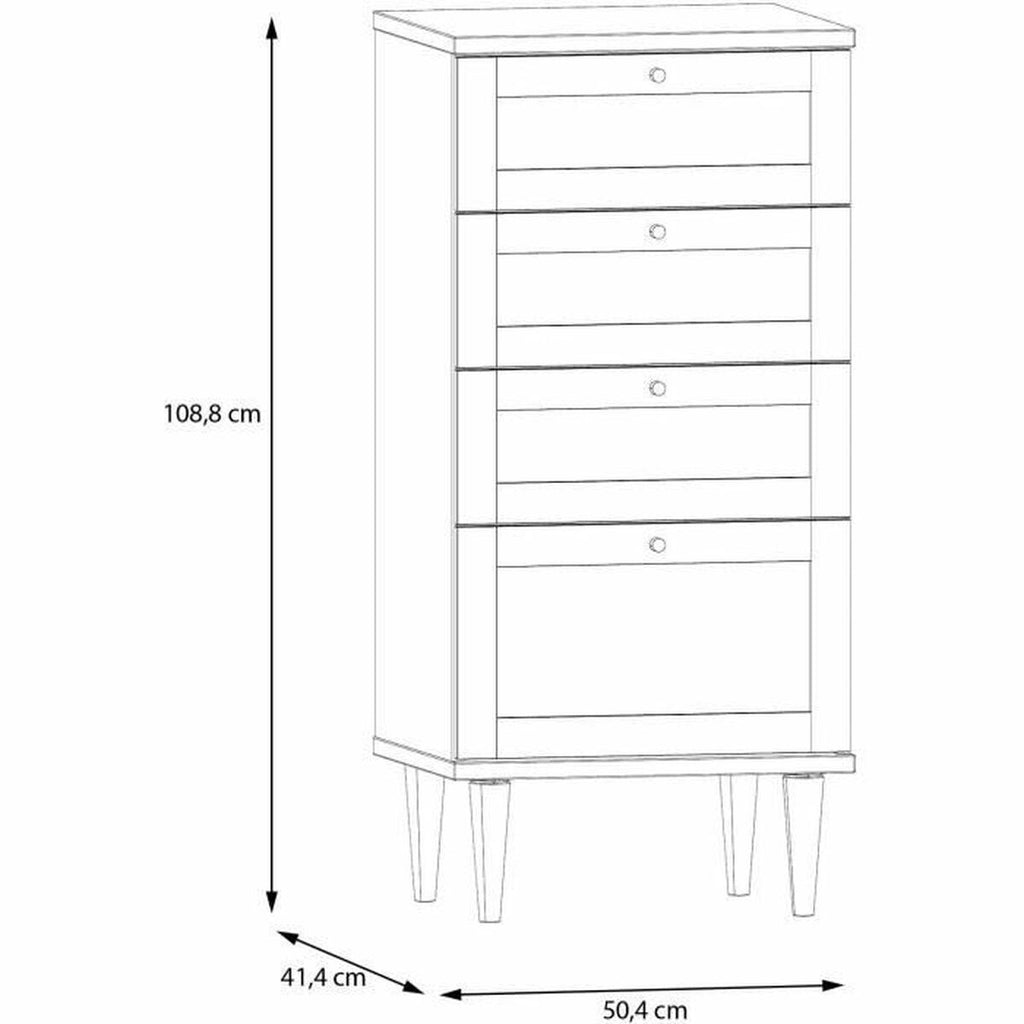 Cómoda de madera beige, 4 cajones, 50,4 x 41,4 x 108,8 cm — imagen 6