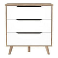 Cajonera de madera con detalles en roble, 3 cajones