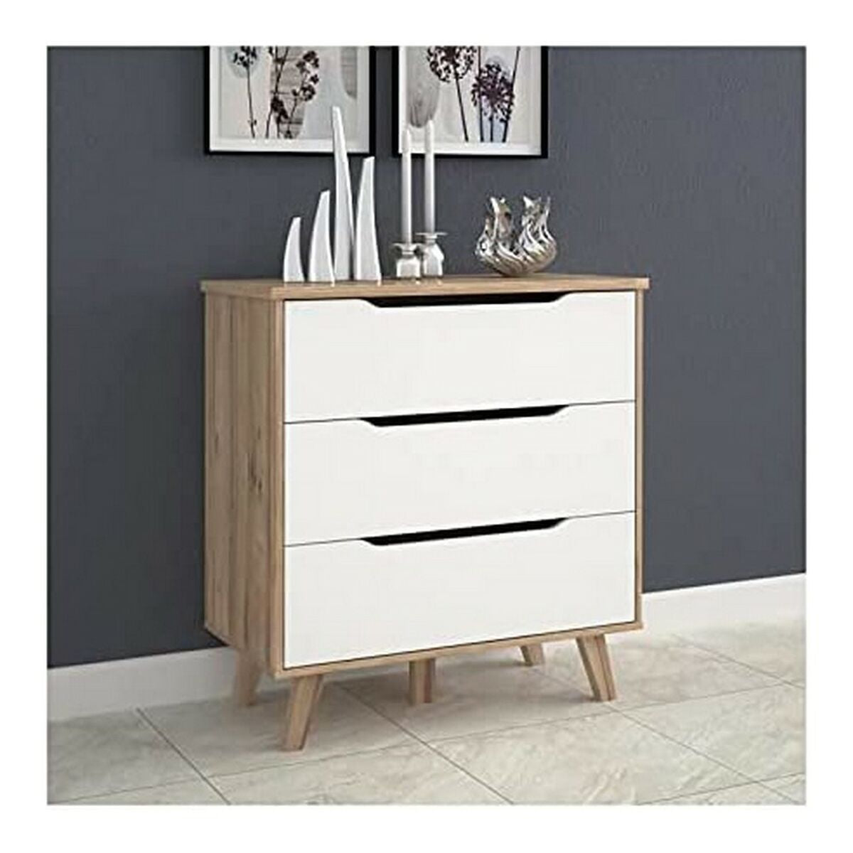 Cajonera de madera con detalles en roble, 3 cajones — imagen 2