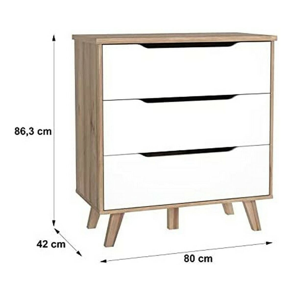 Cajonera de madera con detalles en roble, 3 cajones — imagen 4