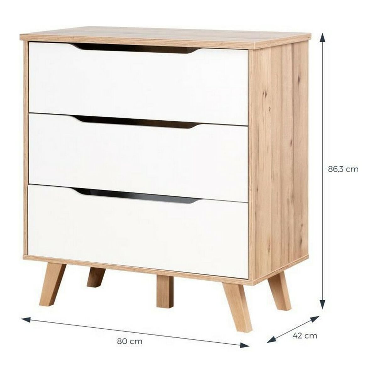 Cajonera de madera con detalles en roble, 3 cajones — imagen 10