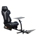 Silla gaming ergonómica de cuero sintético, negra