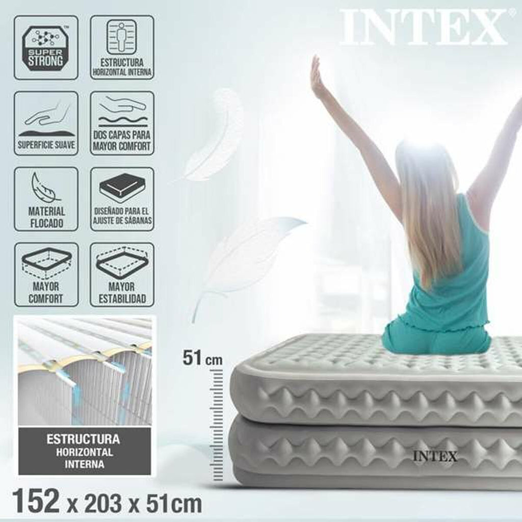 Cama hinchable doble de PVC y poliéster, 152 x 203 cm — imagen 2