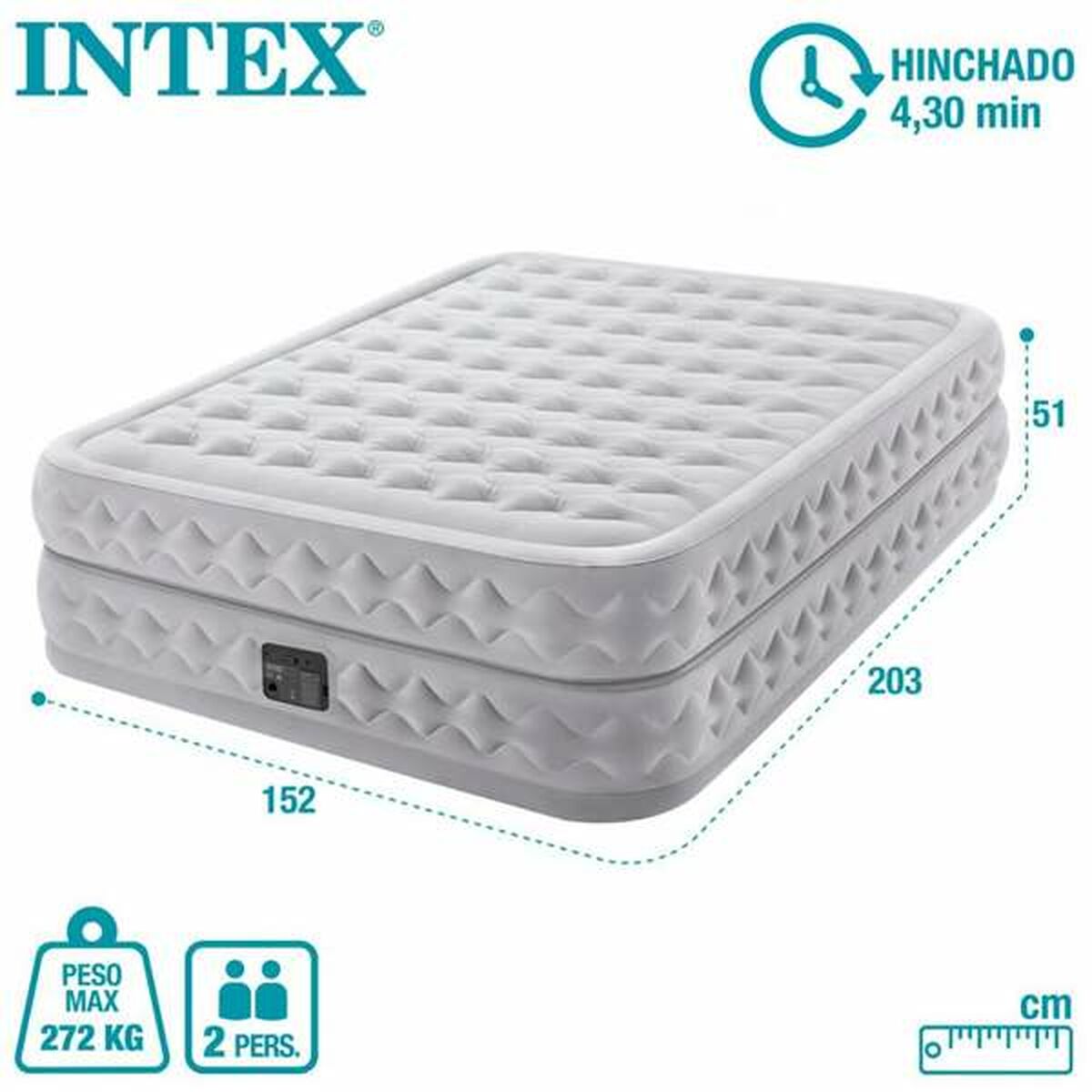 Cama hinchable doble de PVC y poliéster, 152 x 203 cm — imagen 6