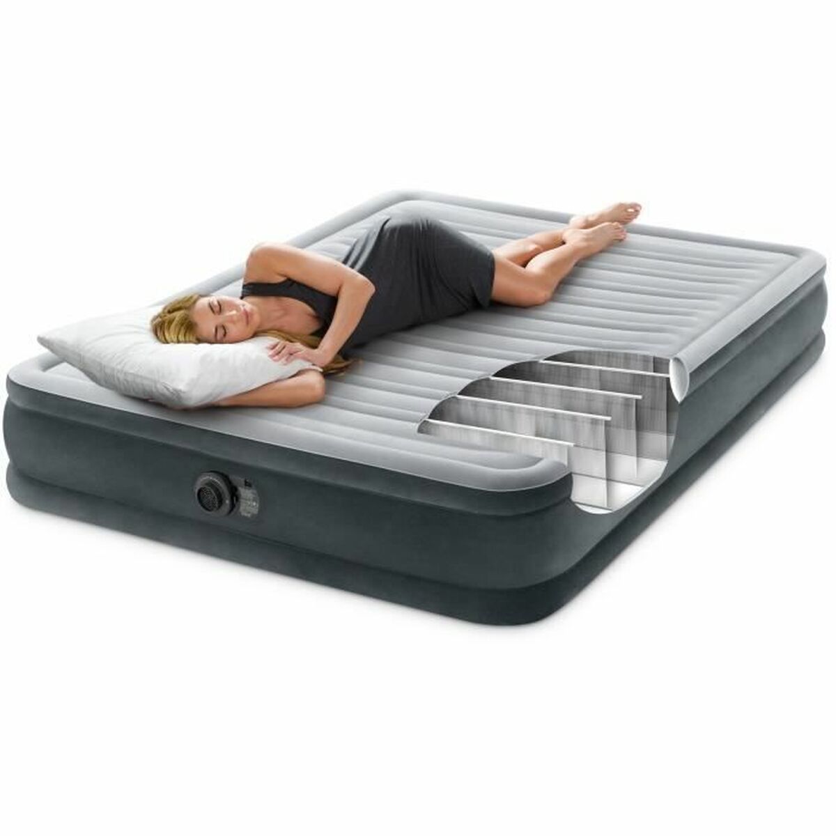 Cama hinchable doble gris, 152 x 33 x 203 cm — imagen 4