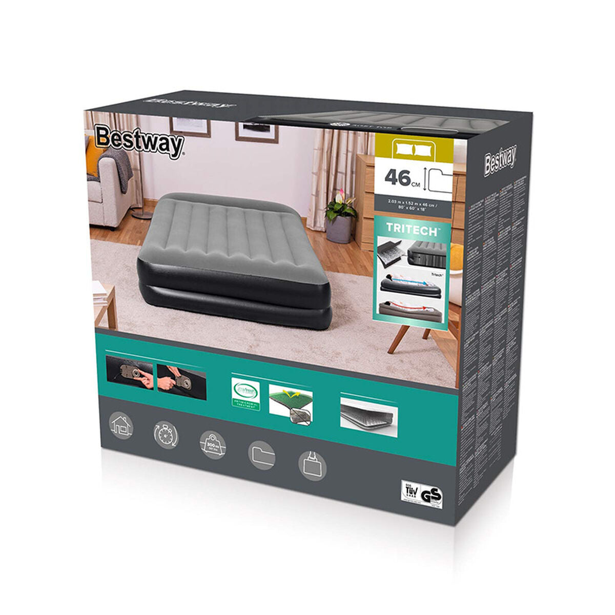 Cama doble hinchable Bestway con motor, 203 x 152 x 46 cm — imagen 2