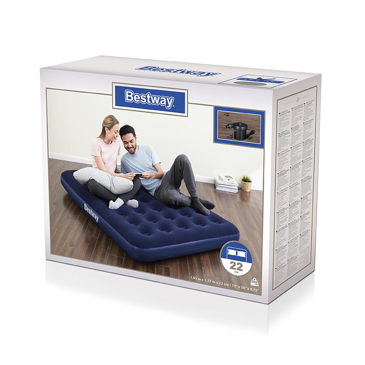 Colchón hinchable Bestway azul para exterior, 137 x 191 cm — imagen 3