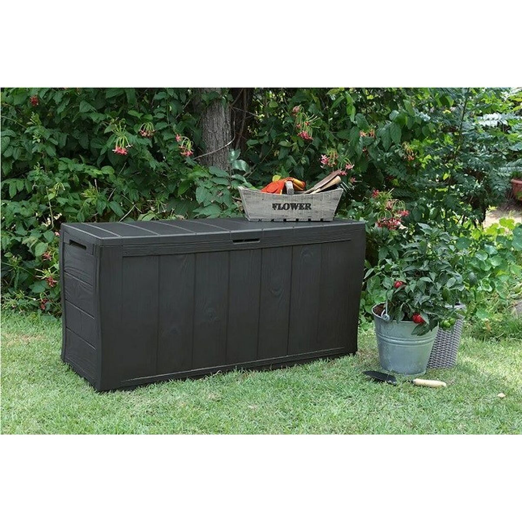 Caja de almacenaje de plástico grafito, 270 L, con tapa — imagen 2
