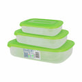 Set de 3 fiambreras rectangulares verdes, 29,6 x 19,8 x 7,7 cm