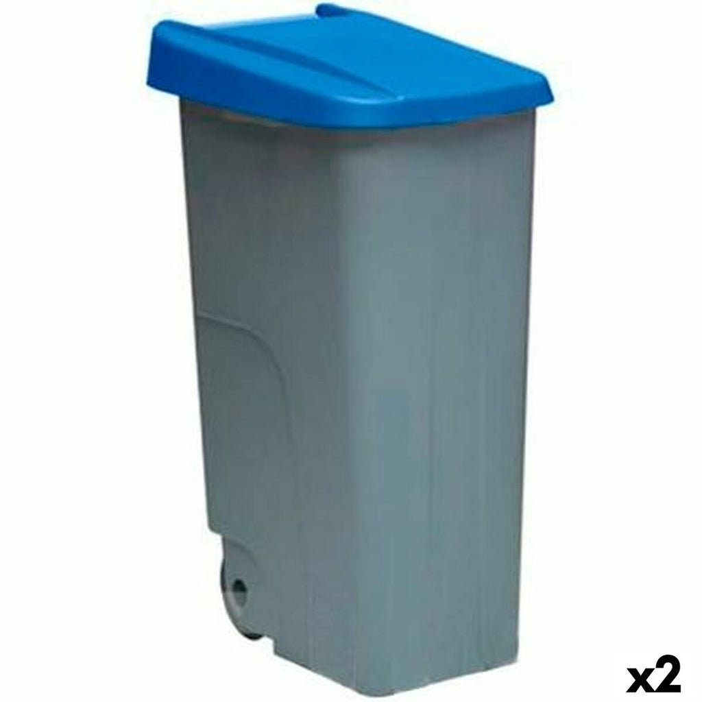 Cubo de basura con ruedas de 110 L, azul