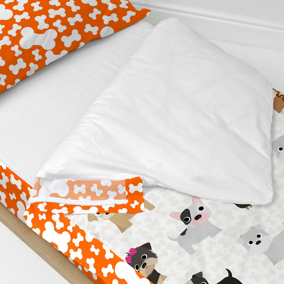 Saco nórdico infantil de algodón, estampado Mr Fox Dogs — imagen 3