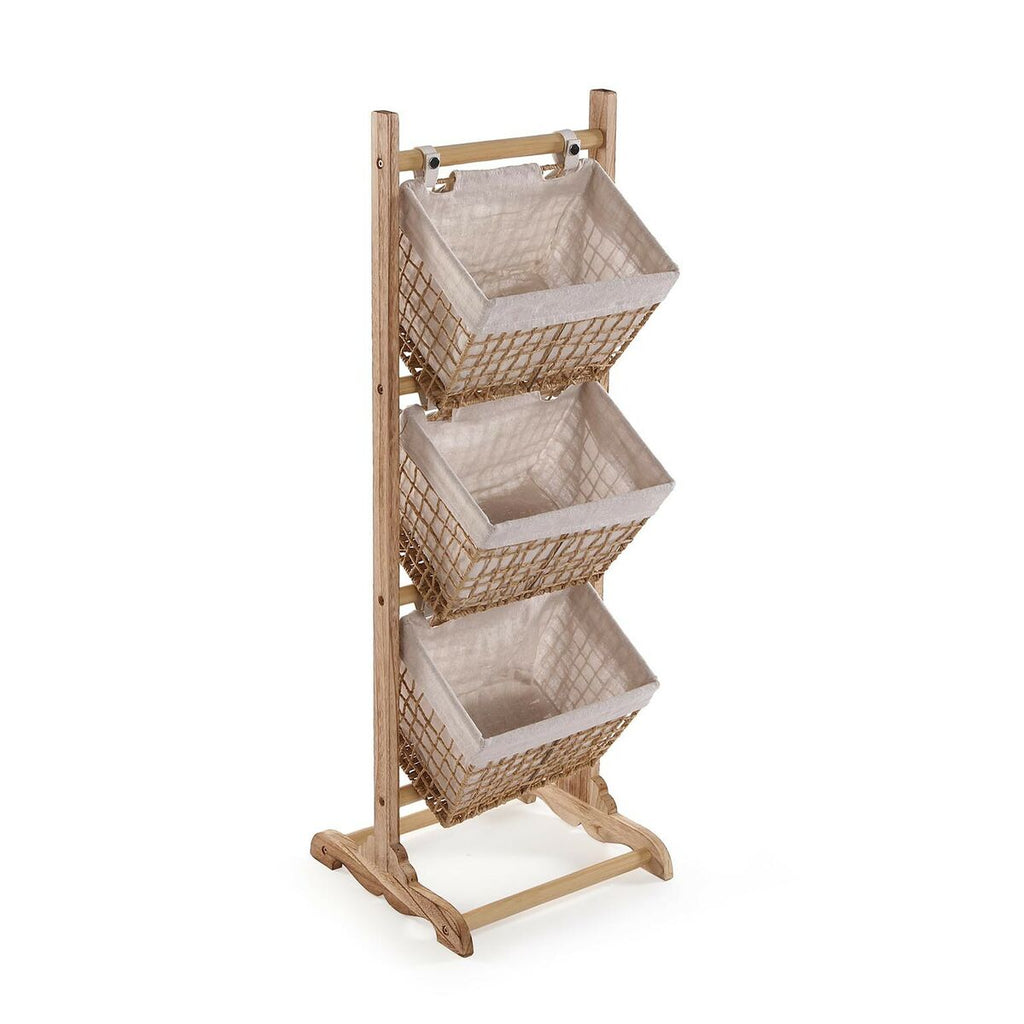 Estantería de baño de madera y ratán, marrón, 35 x 102 x 35 cm