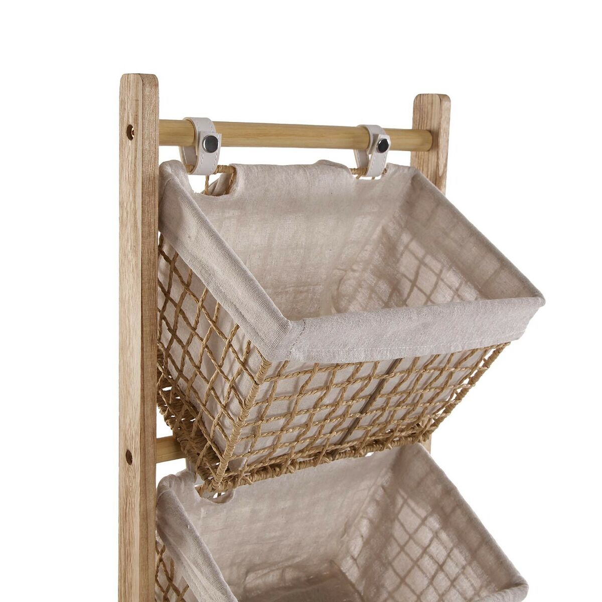 Estantería de baño de madera y ratán, marrón, 35 x 102 x 35 cm — imagen 3