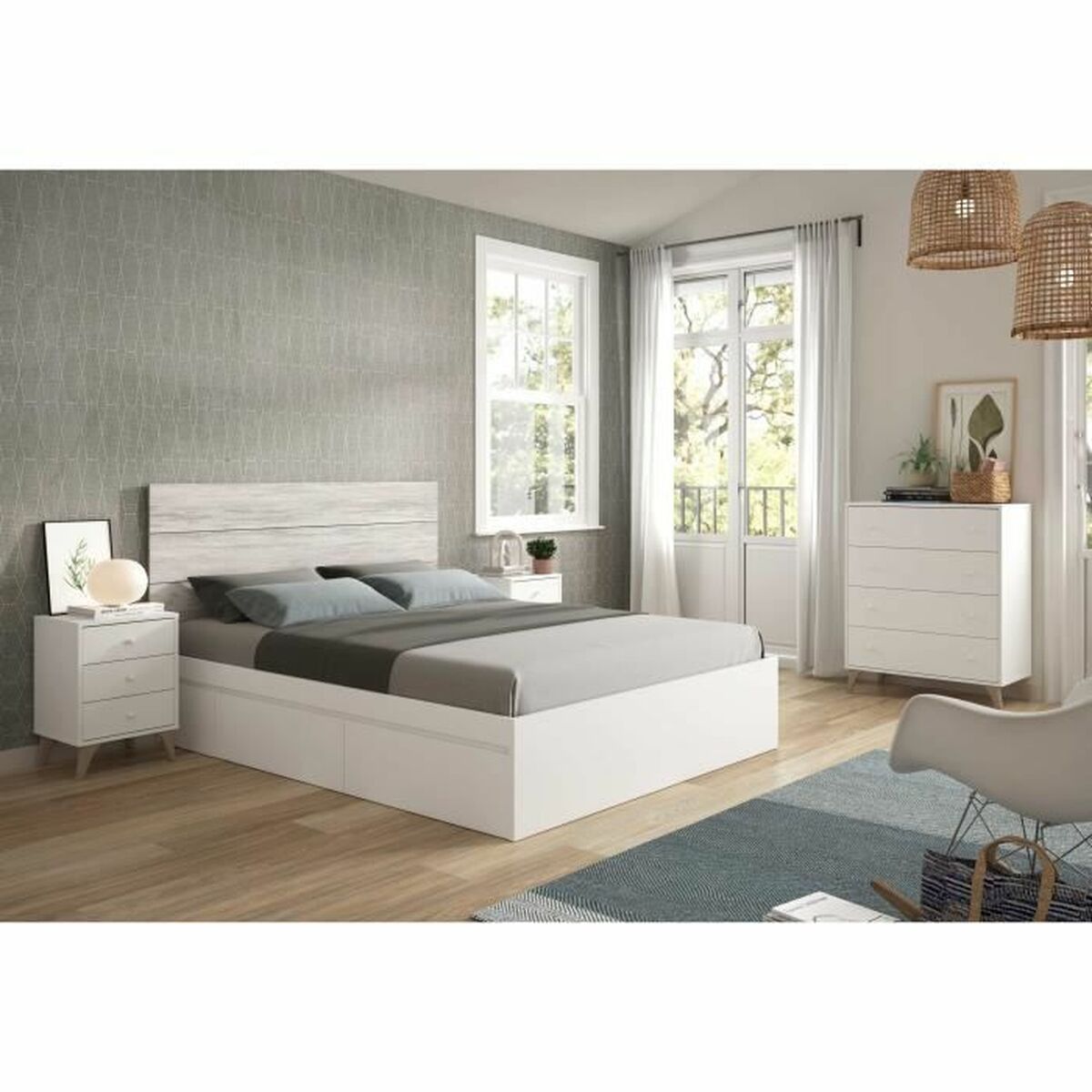 Cómoda de 4 cajones en blanco, 40 x 95 cm — imagen 3