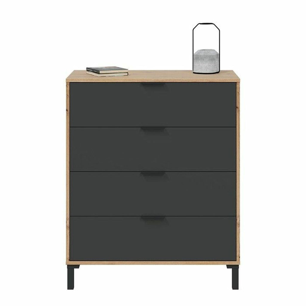 Cómoda de melamina marrón y negro con 4 cajones — imagen 4