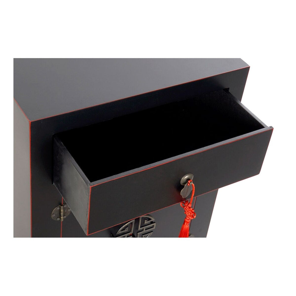 Mesita de noche oriental negra y roja, 1 cajón, 2 puertas — imagen 4