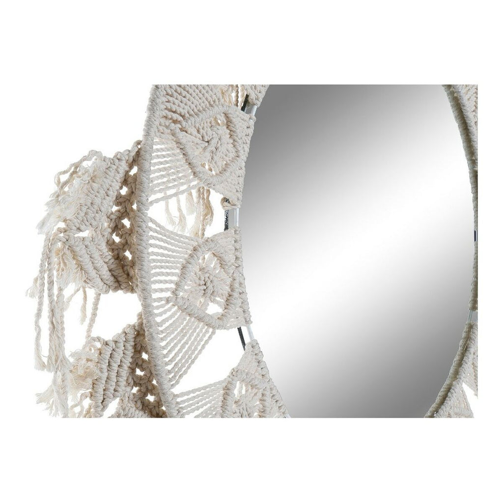Espejo de pared boho con macramé, blanco, 75 x 2 x 75 cm — imagen 2