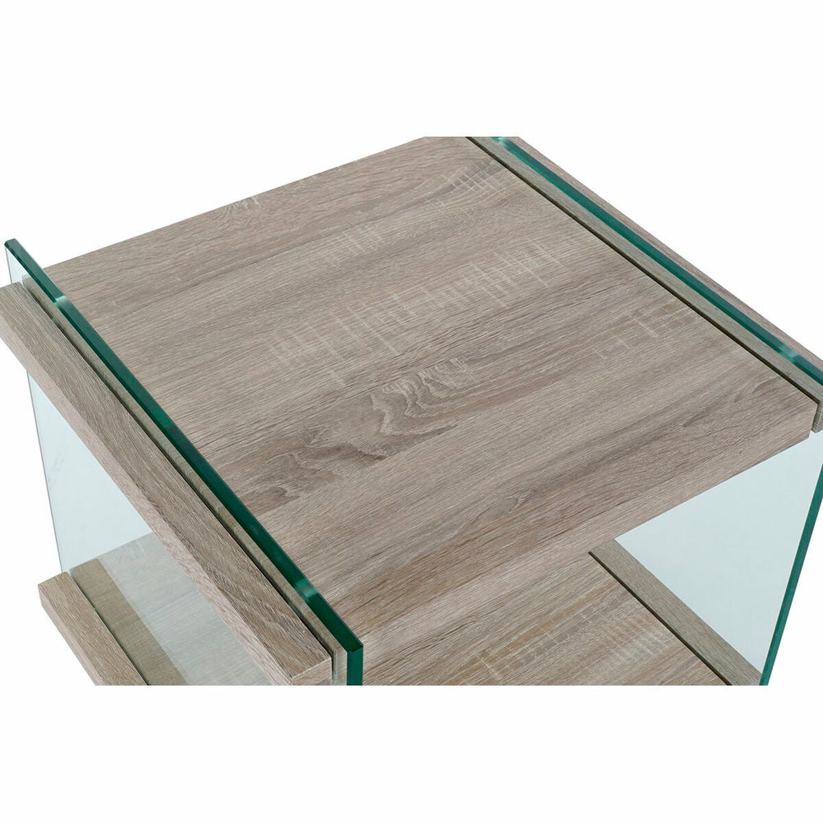 Mesita de noche moderna de cristal y MDF, 2 estantes — imagen 2
