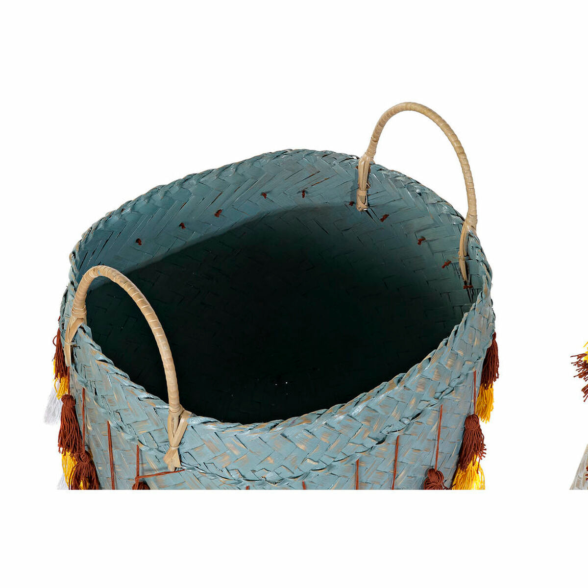 Juego de 3 cestas de bambú con flecos, estilo boho — imagen 2