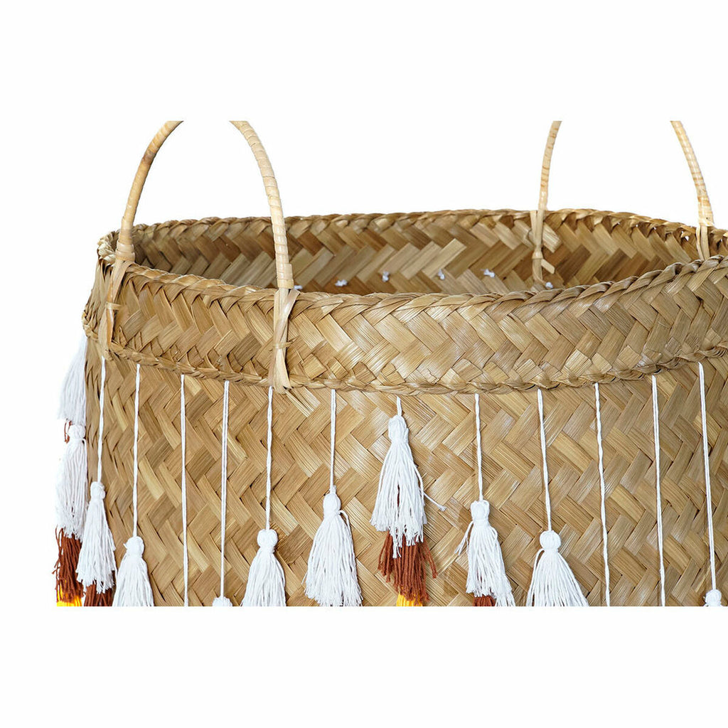 Juego de 3 cestas de bambú con flecos, estilo boho — imagen 3