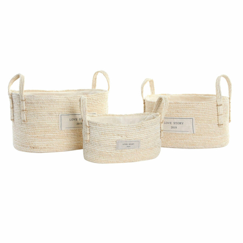 Juego de 3 cestas de fibra natural, tonos marrón, boho — imagen 4