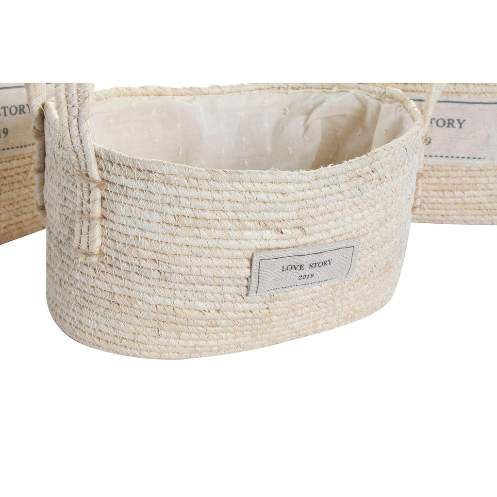 Juego de 3 cestas de fibra natural, tonos marrón, boho — imagen 2
