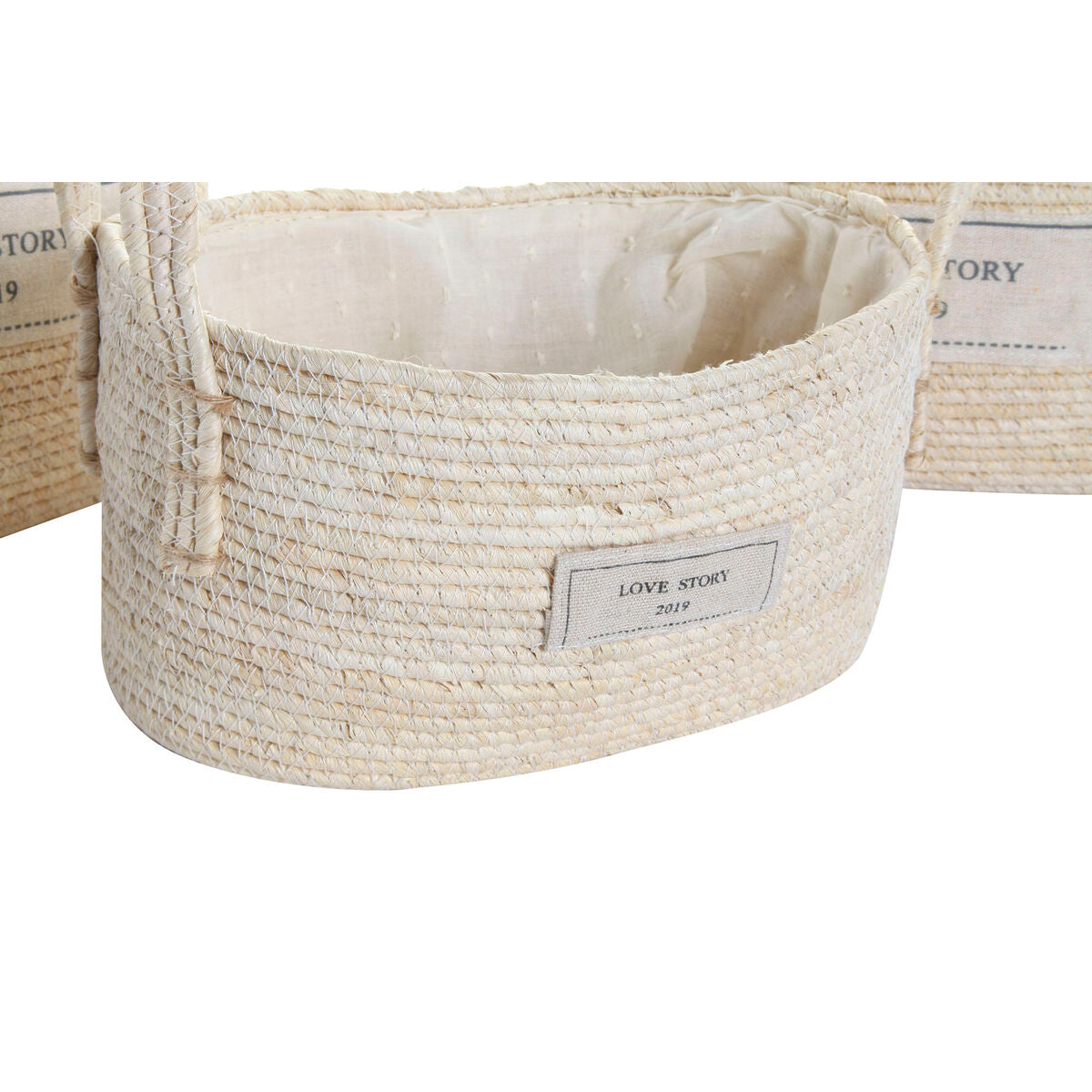 Juego de 3 cestas de fibra natural, tonos marrón, boho — imagen 2