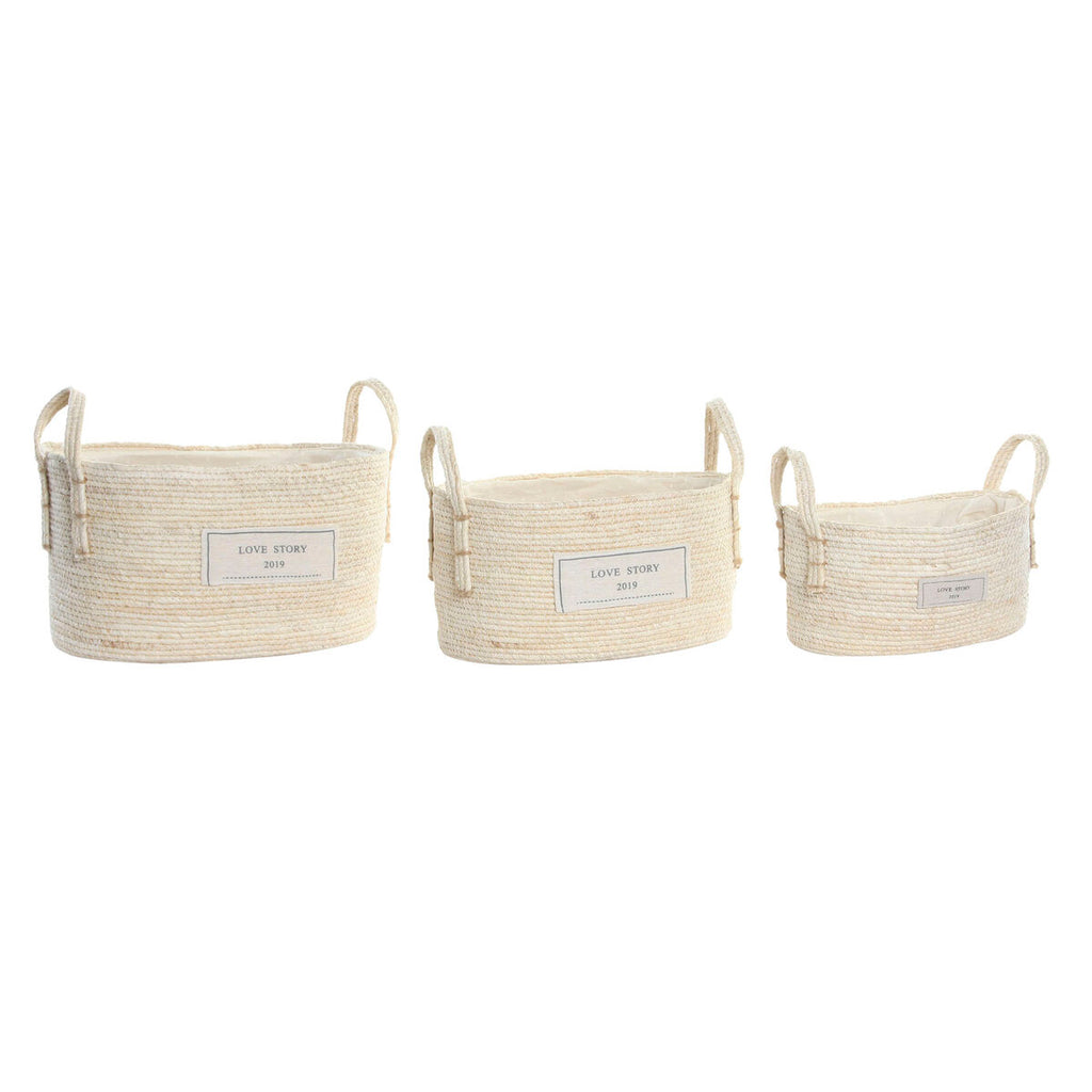 Juego de 3 cestas de fibra natural, tonos marrón, boho